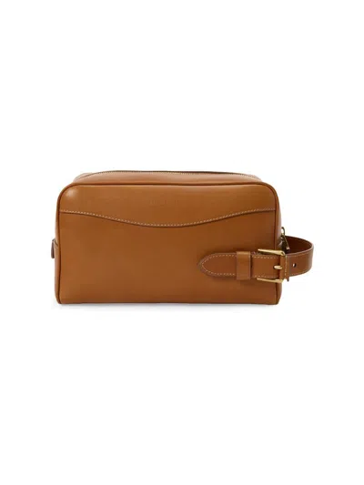 Ralph Lauren Bedford Leather Toiletry Bag In Brown