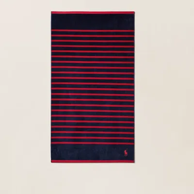 Polo Ralph Lauren Bedstone Striped Beach Towel In Navy In Blue