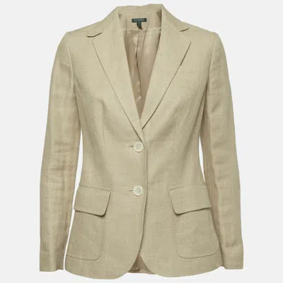 Pre-owned Ralph Lauren Beige Herringbone Linen Blazer Xs