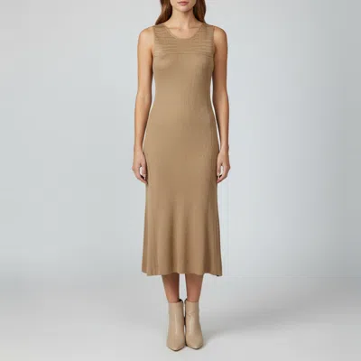Pre-owned Ralph Lauren Beige Knitted Sleeveless Midi Dress M In Sand