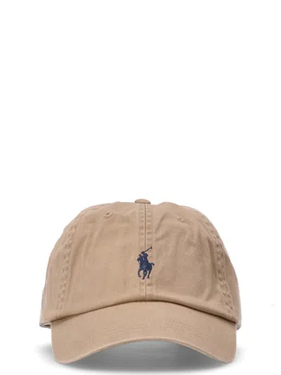 Ralph Lauren Beige Logo Baseball Hats In Neutral