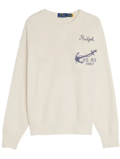 Ralph Lauren Beige Logo Embroidered Sweatshirt In Neutral