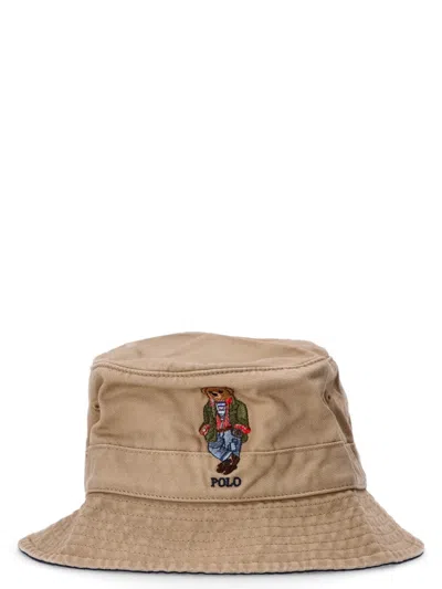 Ralph Lauren Beige Signature Bucket Hat In Brown
