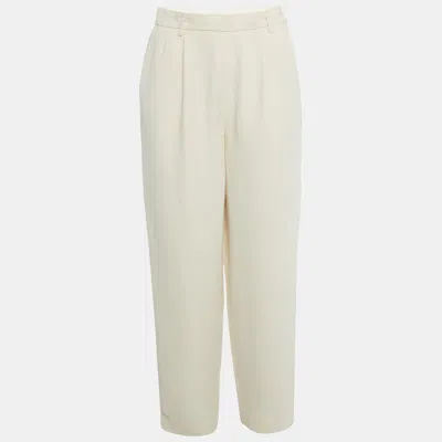Pre-owned Ralph Lauren Beige Silk Formal Trousers S In Sand