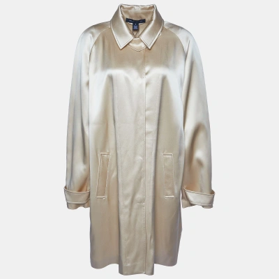 Pre-owned Ralph Lauren Beige Silk Satin Single Breasted Coat L