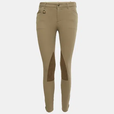 Pre-owned Ralph Lauren Beige Suede Trim Cotton Blend Breeches S In Brown