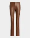 Ralph Lauren Bejamen Soft Leather Pants In Brown