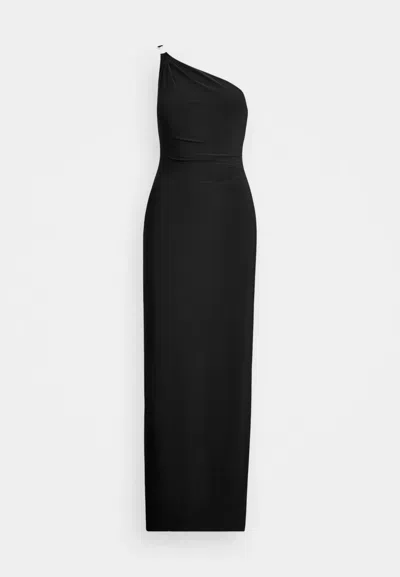 Ralph Lauren Belina One Shoulder Evening Dress In Black