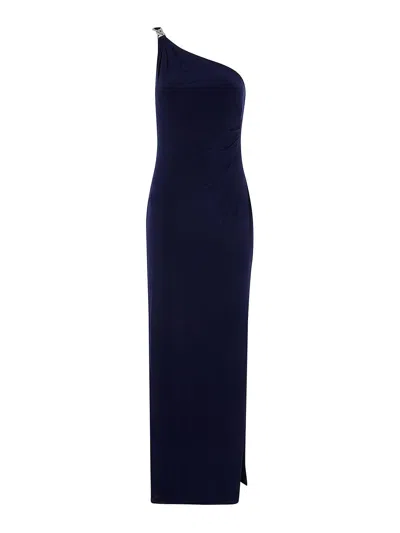 Ralph Lauren Belina One Shoulder Evening Dress In Blue