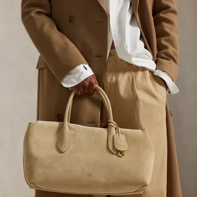 Polo Ralph Lauren Bellport Suede Satchel In Cashew In Brown