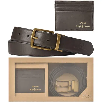 Ralph Lauren Belt And Card Holder Gift Set Brown