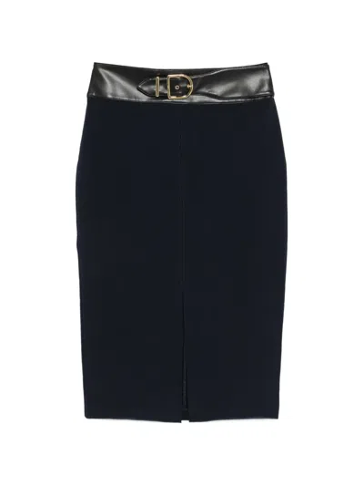 Ralph Lauren Belt Midi Skirt In Blue