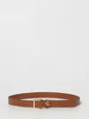 Ralph Lauren Logo-keeper Leather Skinny Belt In Brown