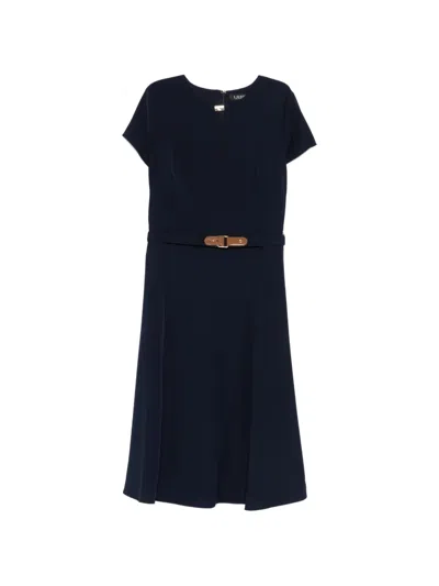 Ralph Lauren Belted A-line Midi Dress In Blue