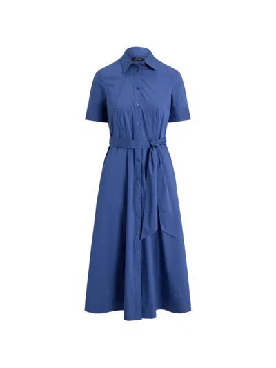 Ralph Lauren Belted Button-down Midi Dress In Blue