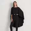 Ralph Lauren Belted Cape Georgette Jumpsuit In Black