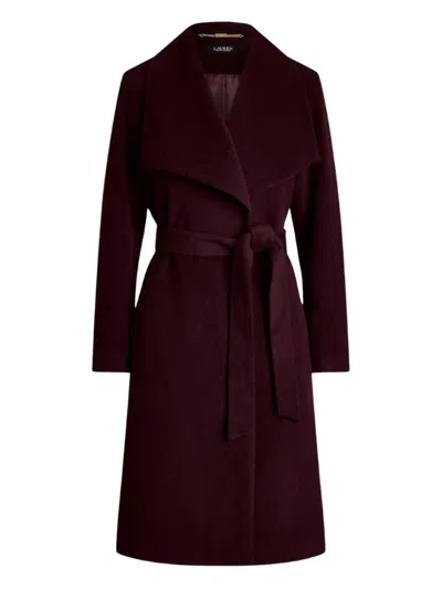 Ralph Lauren Wool Wrp 42 Lined Coat In Burgundy