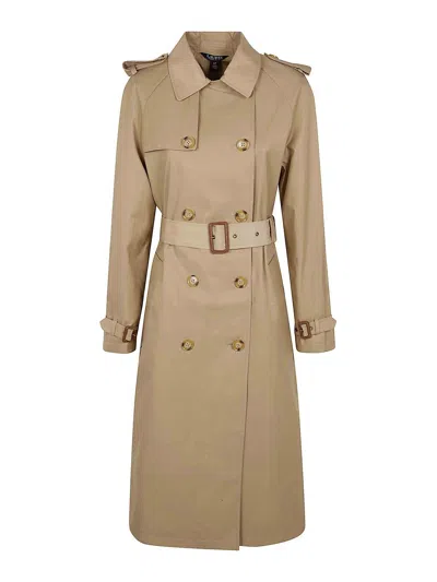 Ralph Lauren Belted Double Breasted W Ns44 Lined Coat In Nude & Neutrals