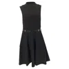 Ralph Lauren Belted Dress In Black Wool