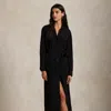 Ralph Lauren Belted Faille Shirtdress In Black