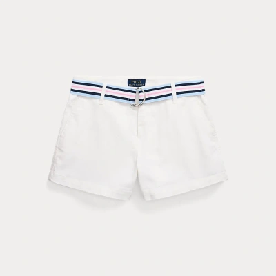 Ralph Lauren Kids' Belted Flex Abrasion Stretch Chino Short In White
