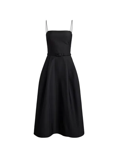 Ralph Lauren Belted Midi Dress In Black