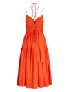 Ralph Lauren Belted Midi Dress In Orange