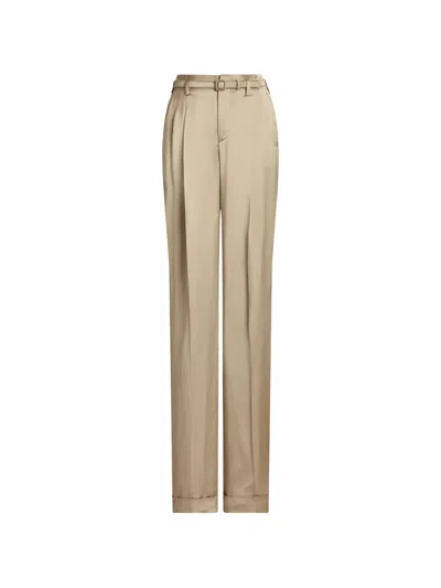 Ralph Lauren Belted Pleated Trousers In Nude