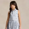 Ralph Lauren Kids' Belted Polo Pony Oxford Shirtdress In Blue