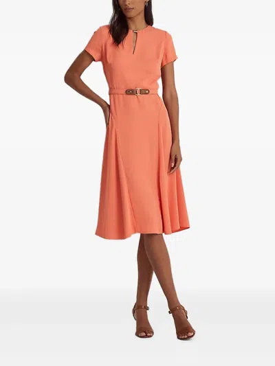 Ralph Lauren Belted Short-sleeve Midi Dress