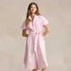Polo Ralph Lauren Belted Short-sleeve Oxford Shirtdress In Bath Pink