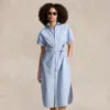 Polo Ralph Lauren Belted Short-sleeve Oxford Shirtdress In Bsr Blue