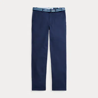 Ralph Lauren Kids' Belted Slim Fit Stretch Twill Trouser In Blue