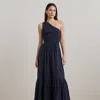 Ralph Lauren Belted Slub Jersey One-shoulder Dress