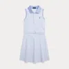 Polo Ralph Lauren Kids' Belted Striped Knit Oxford Polo Dress In Blue