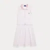 Polo Ralph Lauren Kids' Belted Striped Knit Oxford Polo Dress In Carmel Pink