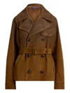 Ralph Lauren Belted Suede Jacket In Brown