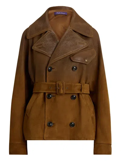 Ralph Lauren Belted Suede Jacket In Brown
