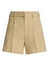 Ralph Lauren Denise Belted Linen Shorts In Gray