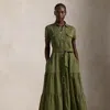 Polo Ralph Lauren Belted Tiered Shirtdess In Expedition Olive