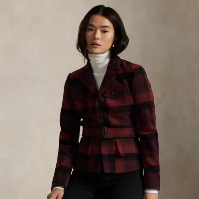 Ralph Lauren Belted Tweed Jacket In Multi