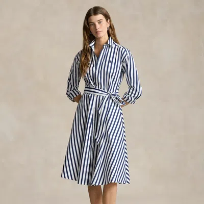 Polo Ralph Lauren Stripe Long Sleeve Cotton Shirtdress In White