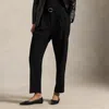 Ralph Lauren Belted Wool Pleated Tapered Pant In Black