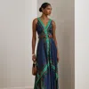 Ralph Lauren Belting & Polka-dot Georgette Dress In Multi