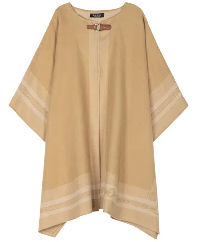 Ralph Lauren Belting Jacquard Buckle Closure Ruana In Lauren Camel