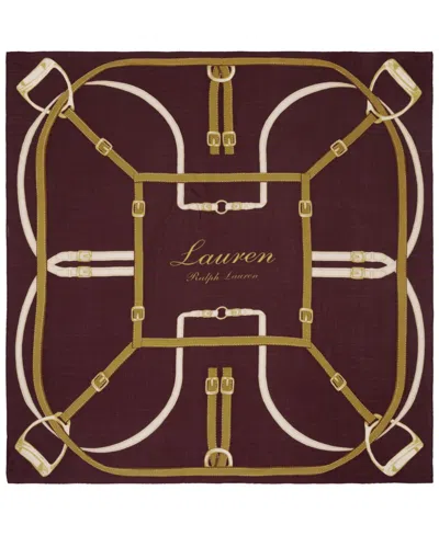 Ralph Lauren Belting Large Square Scarf In Dark Garnet