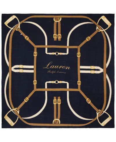 Ralph Lauren Belting Large Square Scarf In Blue