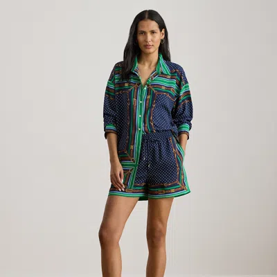 Ralph Lauren Belting-print & Polka-dot Drawcord Short In Multi