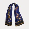 Ralph Lauren Belting-print Color-blocked Silk Scarf In Blue