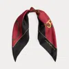 Ralph Lauren Belting-print Color-blocked Silk Scarf In Red